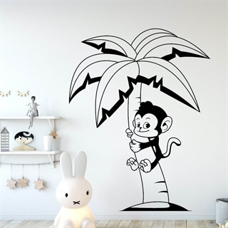 Affe in Palme - Wandtattoo