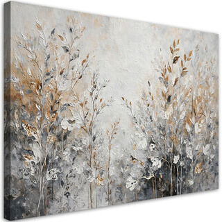 Leinwandbild, Pflanzen abstraktes botanisches Gold - (120x80)