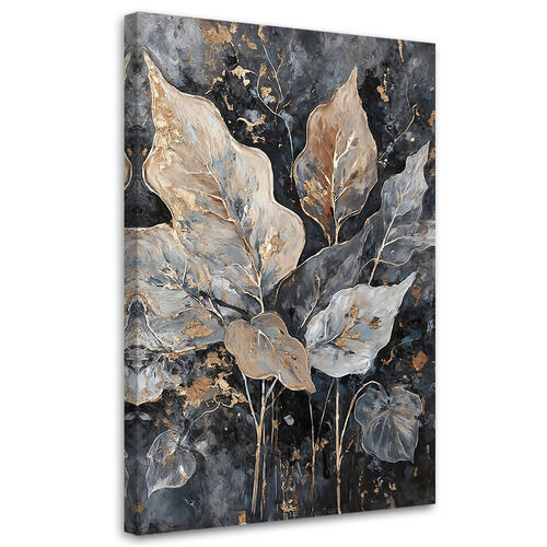 Leinwandbild, Blätter im Glamour-Stil - (40x60)