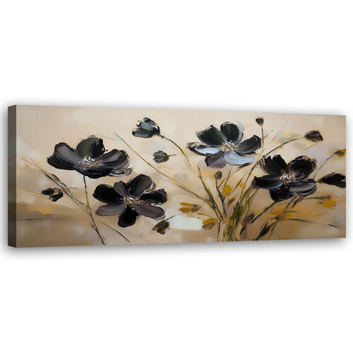 Leinwandbild, Bemalte Mohnblumen - (120x40)