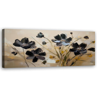 Leinwandbild, Bemalte Mohnblumen - (90x30)
