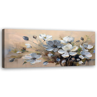 Leinwandbild, Graue Blumenstrauß-Abstraktion - (90x30)