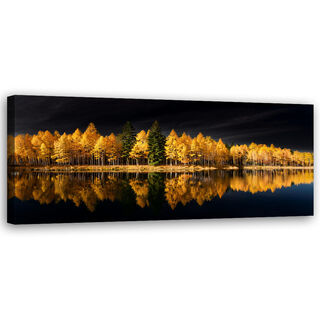 Leinwandbild, Landschaft Wald Natur Gold - (150x50)