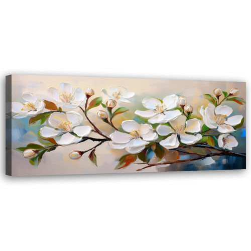 Leinwandbild, Apfelblüte bemalt - (120x40)