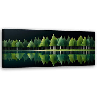 Leinwandbild, Grüne Waldsee-Natur - (90x30)