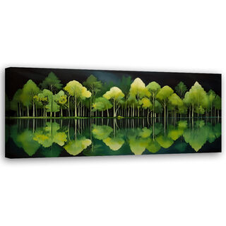 Leinwandbild, Waldnatur, grüne Landschaft - (150x50)