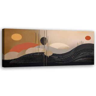 Leinwandbild, Kreise Linien geometrische Abstraktion - (90x30)