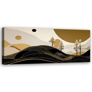 Leinwandbild, Landschaftsabstraktion Glamour Gold - (90x30)