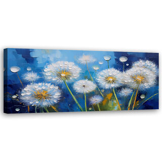 Leinwandbild, Gebläsepflanzen Blumen rosige Tropfen - (90x30)