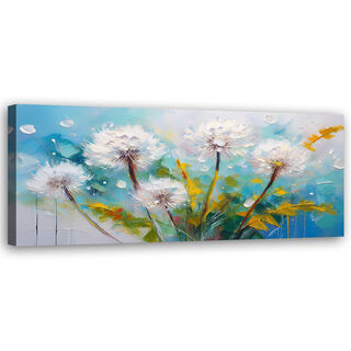 Leinwandbild, Löwenzahn-Blütenpflanzen Türkis - (150x50)