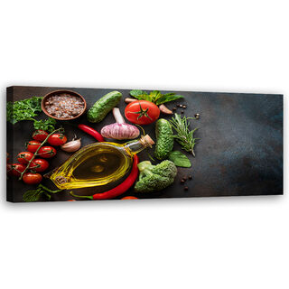 Leinwandbild, Gemüsegewürze für die Küche - (90x30)