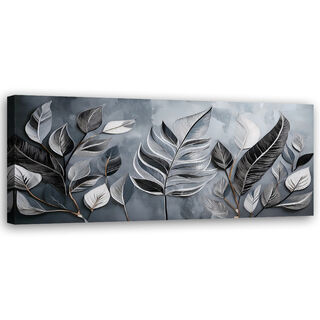Leinwandbild, Minimalismus Silberblätter Natur Botanik - (90x30)