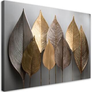 Leinwandbild, Minimalismus Blattgold abstrakt - (60x40)