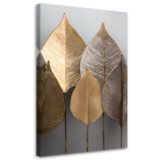 Leinwandbild, Minimalismus Blattgold abstrakt - (80x120)