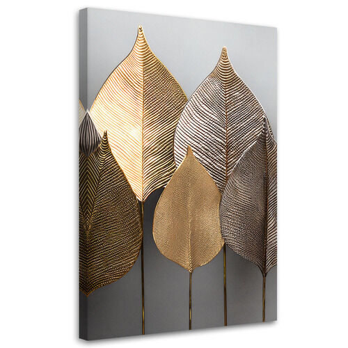 Leinwandbild, Minimalismus Blattgold abstrakt - (80x120)