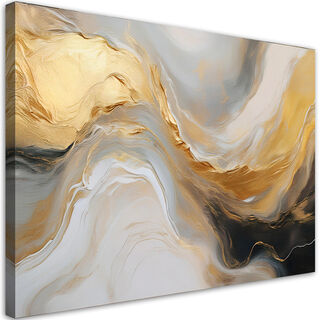 Leinwandbild, Abstrakte Marmorstruktur Goldgrau - (60x40)