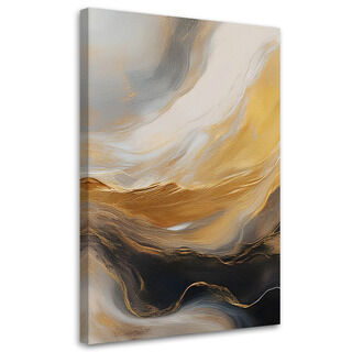 Leinwandbild, Abstrakte Marmorstruktur Goldgrau - (80x120)