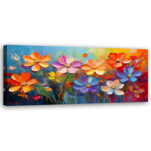 Leinwandbild, Bunte Blumen-Pastell-Komposition - (120x40)