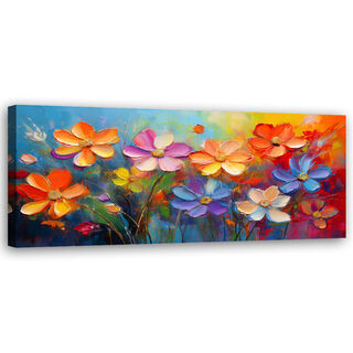 Leinwandbild, Bunte Blumen-Pastell-Komposition - (90x30)