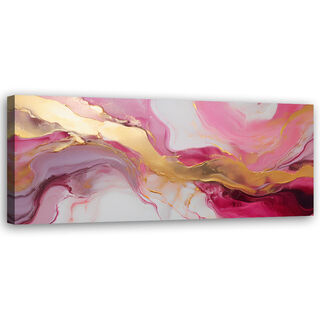 Leinwandbild, Abstrakte Marmorstruktur aus rosa Gold - (120x40)