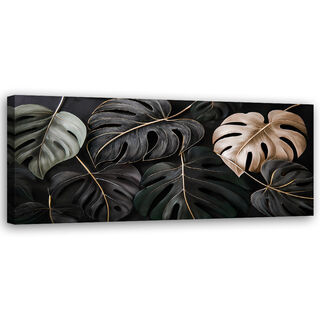 Leinwandbild, Monstera-Blätter-PflanzenTropische Pflanzen - (120x40)