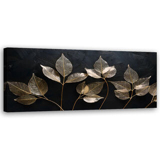 Leinwandbild, Minimalismus hinterlässt Pflanzen Glamour abstrakt - (90x30)