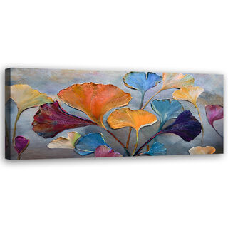 Leinwandbild, Blumen Ginko gefärbt - (90x30)