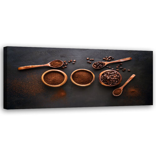 Leinwandbild, Gemahlene Kaffeebohnen für die Küche - (120x40)