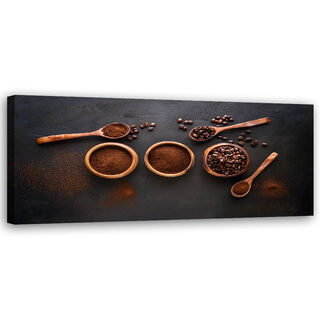 Leinwandbild, Gemahlene Kaffeebohnen für die Küche - (90x30)