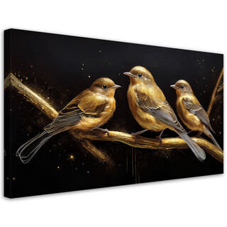 Leinwandbild, Vögel Tiere Gold - (80x40)