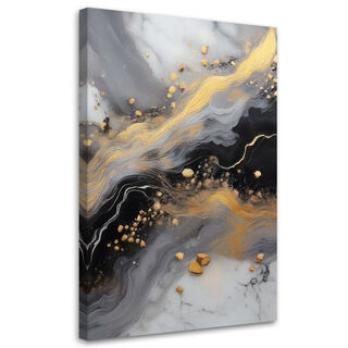 Leinwandbild, Abstraktion Marmor Gold Schwarz - (40x60)
