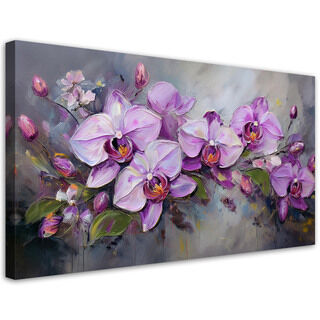 Leinwandbild, Orchidee, Lila, Blumenkomposition - (80x40)