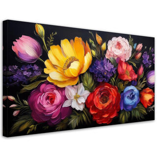 Leinwandbild, Blühender bunter Blumenstrauß - (120x60)