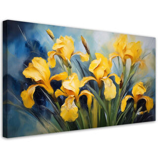 Leinwandbild, Blumen Iris gelb - (80x40)