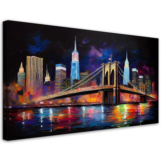 Leinwandbild, Stadt abstrakte Brücke New York - (100x50)