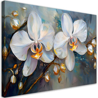 Leinwandbild, Orchideen weiße Blumen - (60x40)