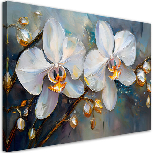 Leinwandbild, Orchideen weiße Blumen - (60x40)