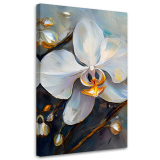 Leinwandbild, Orchideen weiße Blumen - (80x120)