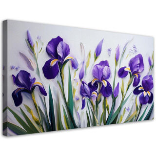 Leinwandbild, Iris lila Blumen - (80x40)