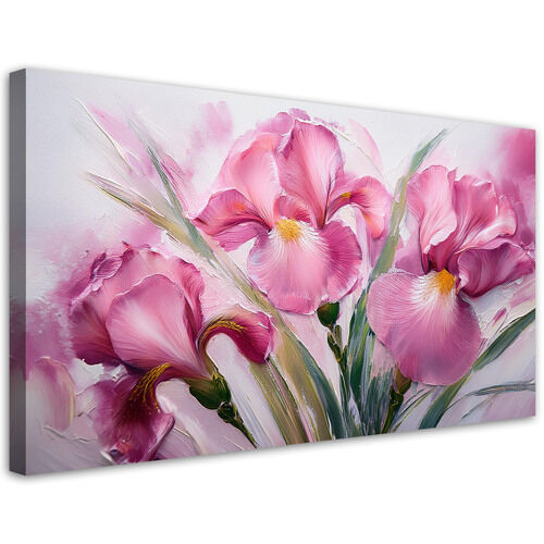 Leinwandbild, Iris rosa bemalte Blumen - (80x40)
