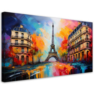 Leinwandbild, Paris Eiffelturm Stadt abstrakt bunt - (80x40)