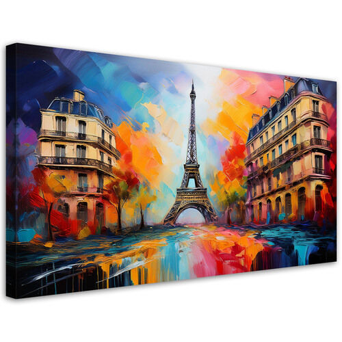 Leinwandbild, Paris Eiffelturm Stadt abstrakt bunt - (80x40)