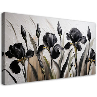 Leinwandbild, Schwarze Iris-Blumen-Abstraktion - (80x40)
