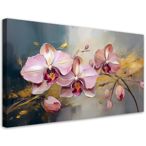 Leinwandbild, Rosa Orchideen-Blumen-Glamour - (100x50)
