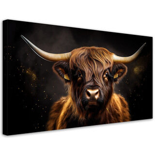 Leinwandbild, Schottischer Kuh-Glamour - (80x40)