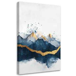 Leinwandbild, Abstraktes Goldblau Modern - (40x60)