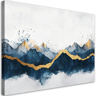 Leinwandbild, Abstraktes Goldblau Modern - (60x40)