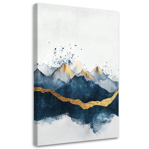 Leinwandbild, Abstraktes Goldblau Modern - (80x120)