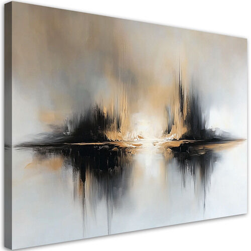 Leinwandbild, Abstraktion Beige Grau - (90x60)