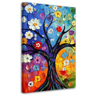 Leinwandbild, Farbiger Baum des Lebens - (80x120)